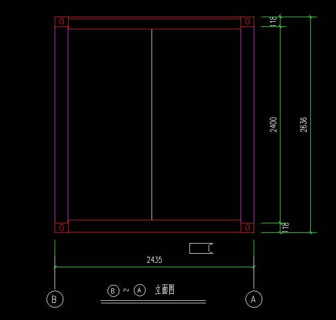 箱房2.4米側(cè)面CAD設(shè)計(jì)圖